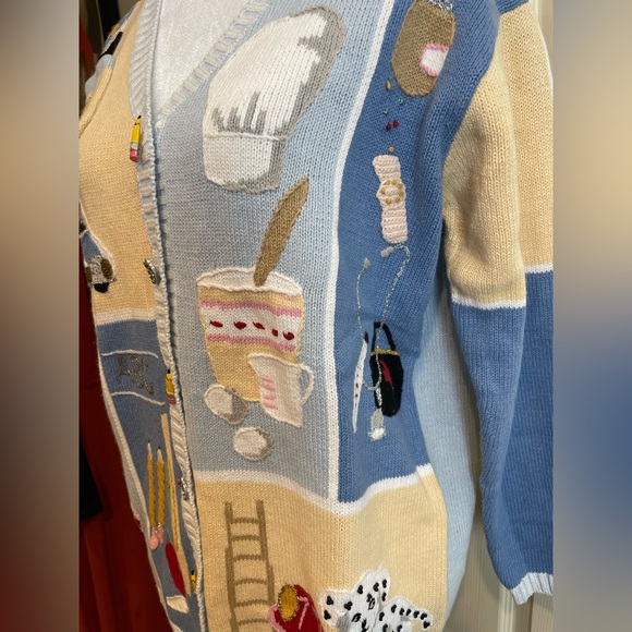 New Storybook Knits Labor of Love Colorful Graphic Knit Cardigan M - Picture 6 of 16